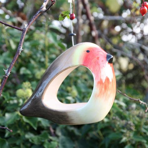 Ceramic Robin Bird Feeder - Richard Jackson Garden