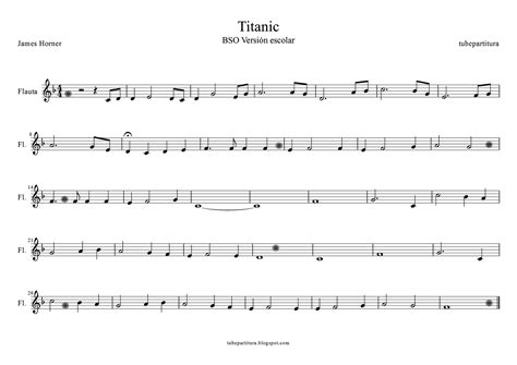 tubescore: Titanic Easy Sheet music for Flute and Recorder by James Horner Recorder music score ...