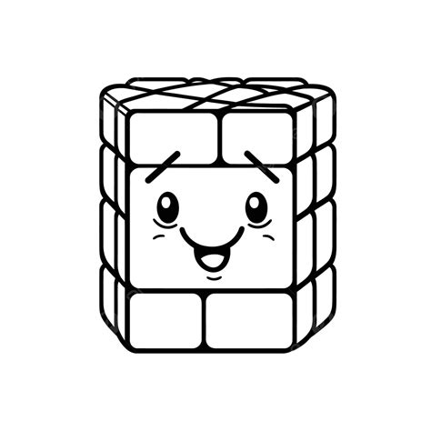 Cute Cube In A Smiley Face Outline Sketch Drawing Vector, Rubik S Cube Drawing, Rubik S Cube ...