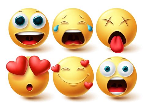 Premium Vector | Emoji in love face vector set Emoticon happy in love ...