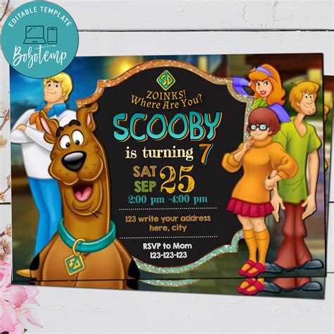 Editable Scooby Doo Birthday Party Invitation | Bobotemp