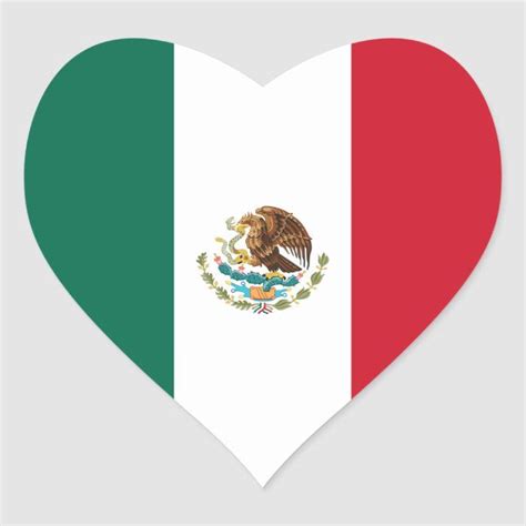 Mexico/Mexican Heart Flag Heart Sticker | Zazzle | Heart stickers ...