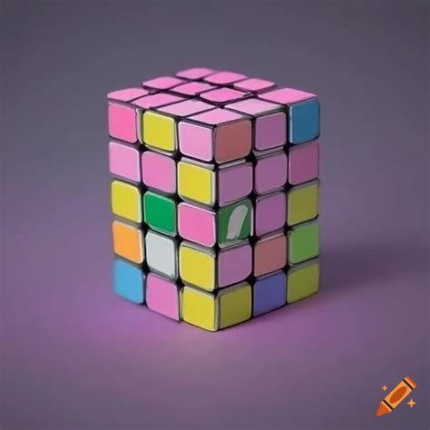 Rubik's cube with pastel colors and a face