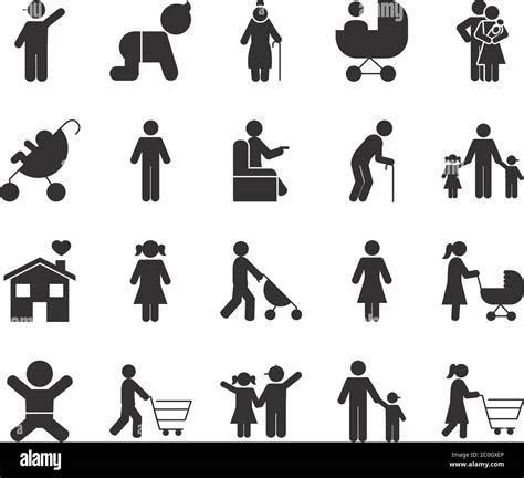 pictogram old people and family icon set over white background, silhouette style, vector ...
