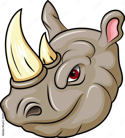 Cartoon angry rhino head mascot Stock Vector | Adobe Stock