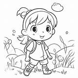 Girl Hiking Coloring Page sketch template