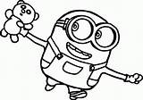 Minion Bob With Teddy Coloring Page  Free Printable Pages For sketch template