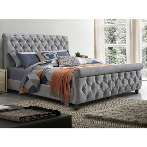 Morgan Velvet Fabric King Size Bed In Grey | Furniture in Fashion