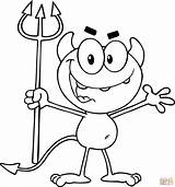Cute Little Devil Holding Up A Pitchfork coloring Page  Free Printable sketch template