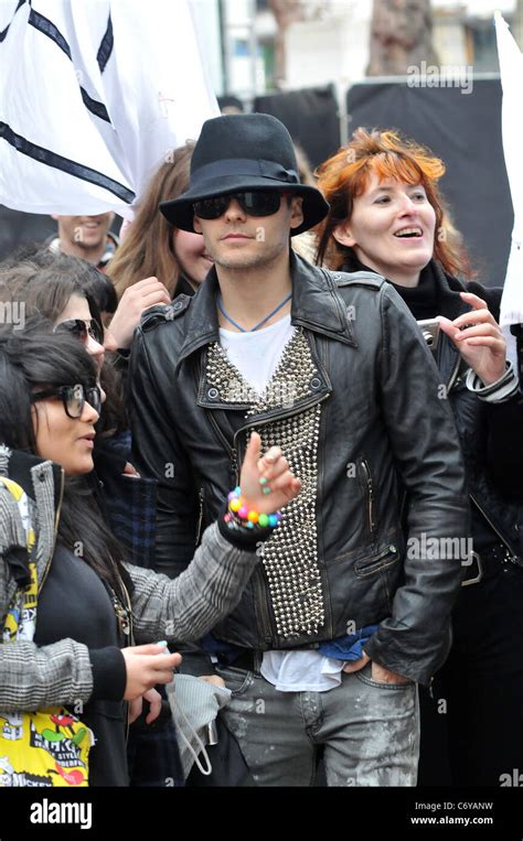 Jared Leto from the band '30 Seconds to Mars' arriving at the XFM radio ...