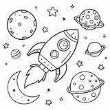 Premium Vector  Rocket And planets In space coloring Page sketch template
