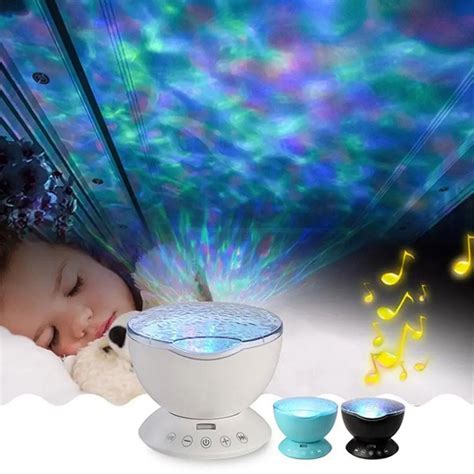 Colorful 12 LED 7 Colors Night Light Remote Control Ocean Wave Projector with Mini Music Player ...