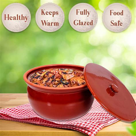 Buy Handmade Clay Cooking Pot with Lid, Fully Glazed Ancient ...