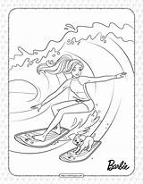 Barbie Coloring Surfer Pages Surfing Colorkid Template Engaged Sketch  sketch template