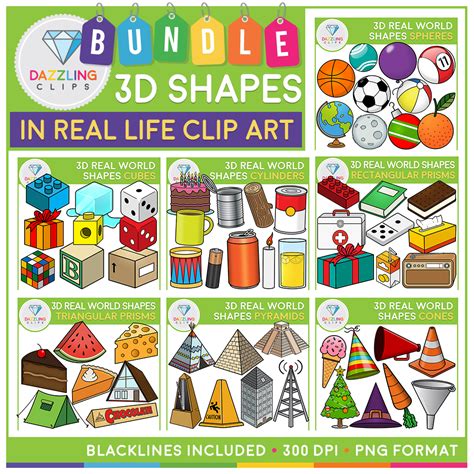 3D Shapes in Real Life Clip Art BUNDLE | Art bundle, 3d shapes, Pyramids