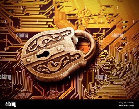Computer security concept. Old mysterious padlock on computer circuit board Stock Photo - Alamy