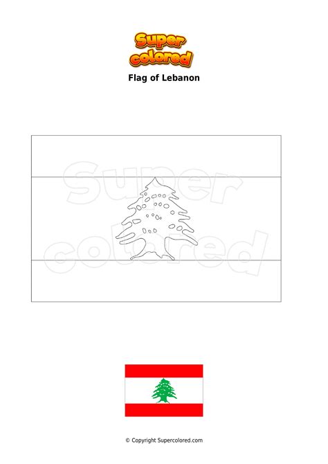 Lebanon Flag Coloring Page