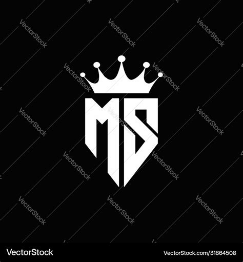 Ms logo monogram emblem style with crown shape Vector Image