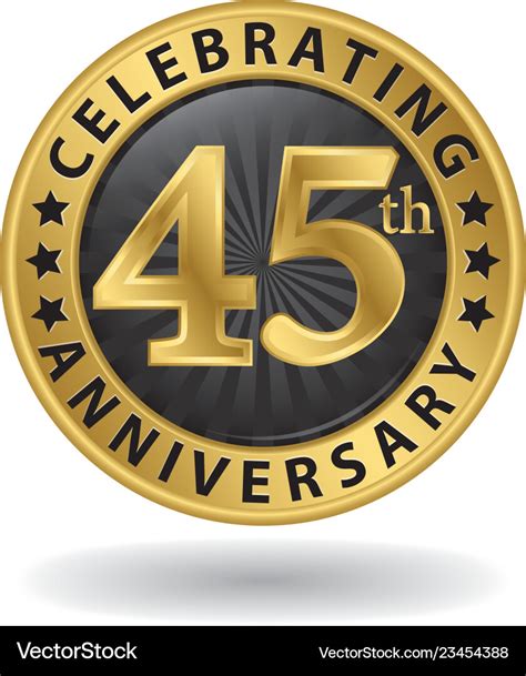 Celebrating 45th anniversary gold label Royalty Free Vector