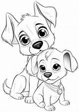 Two Dogs Drawn In Disney  Pixar Style Dog Coloring Pages sketch template