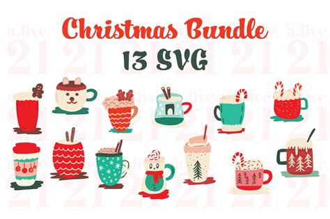 13 Christmas Mugs Clipart SVG Graphic by alive 21 · Creative Fabrica
