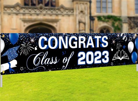 Class of 2023 Banner Graduation Decorations Large Blue Grad Banner for ...