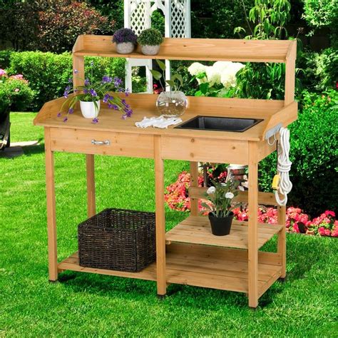 Solid Wood Potting Bench with Sink $65.59 (reg. $81.99) (2024)