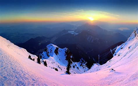 Sunrise Vysoke Tatry, snow, slovakia, mountains, sunrise, sky, vysoke tatry, HD wallpaper | Peakpx