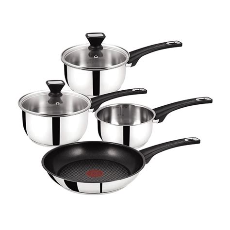 4-piece jamie oliver stainless steel pans set with lids , silver-coloured/black, Tefal | La Redoute