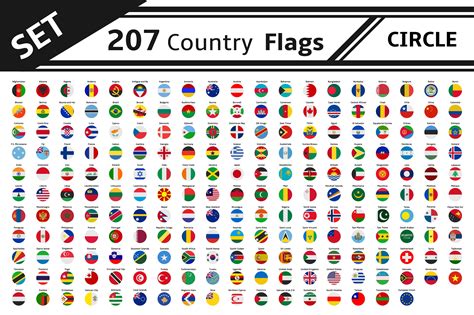 set 207 country flag circle - Illustrations - 1 | Country flags ...