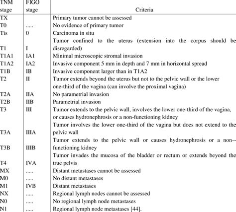 TNM and FIGO staging system for cervical cancer | Download Scientific Diagram