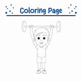 Premium Vector  Cute Boy Lifting weights coloring Book Page For Kids sketch template