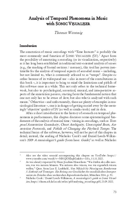 (PDF) Analysis of Temporal Phenomena in Music with SONIC VISUALISER | Thomas Wozonig - Academia.edu