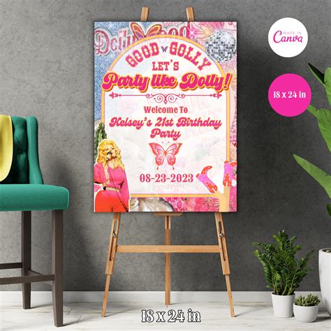 Dolly Inspired Birthday Poster Dolly Poster Template party Sign Dolly Parton Inspired Poster ...