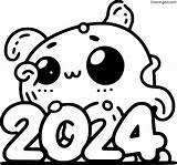 Cute 2024 Coloring Page  ColoringAll sketch template