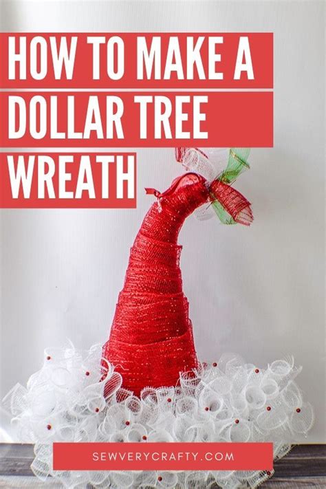 How to Make a Dollar Tree Santa Hat | Deco mesh christmas wreaths, Dollar store christmas crafts ...