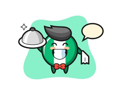 Premium Vector | Character mascot of nigeria flag badge as a waiters