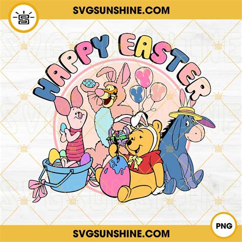 Winnie The Pooh Happy Easter PNG, Easter Bunny PNG, Pooh Bear Tigger ...