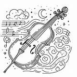 Coloring Cello Instruments Instrument Bass String Pages Double Musical  sketch template