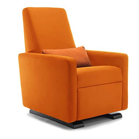 Grano Glider Recliner - Fabric with Espresso Base - Orange in 2020 | Glider recliner, Recliner ...
