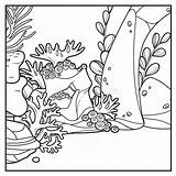 Drawing Underwater Coral Reef Sketch Coloring Page sketch template