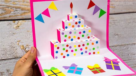 DIY Birthday Cake Pop Up Card, Easy Pop Up Card Tutorials, Craft for Kids