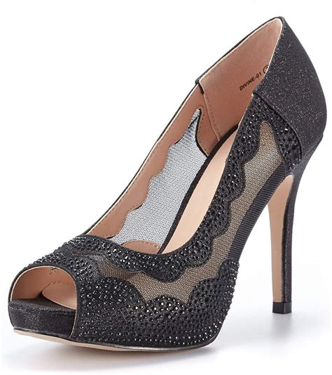 Black Glitter Heels With Strap | knittingaid.com