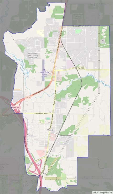 Map of Mead CDP, Washington - Thong Thai Real