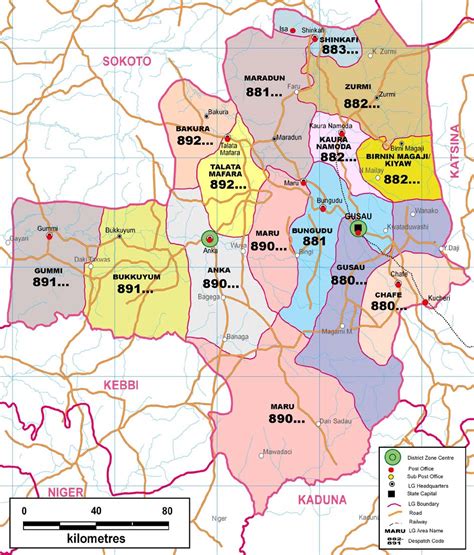 Zamfara State Postcode Map - Nigeria Zip Codes