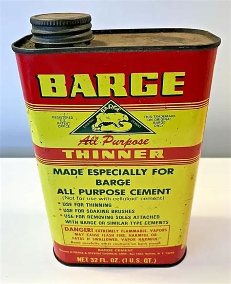 VINTAGE BARGE ONE Quart All Purpose Thinner (Empty Tin Can For Display ...