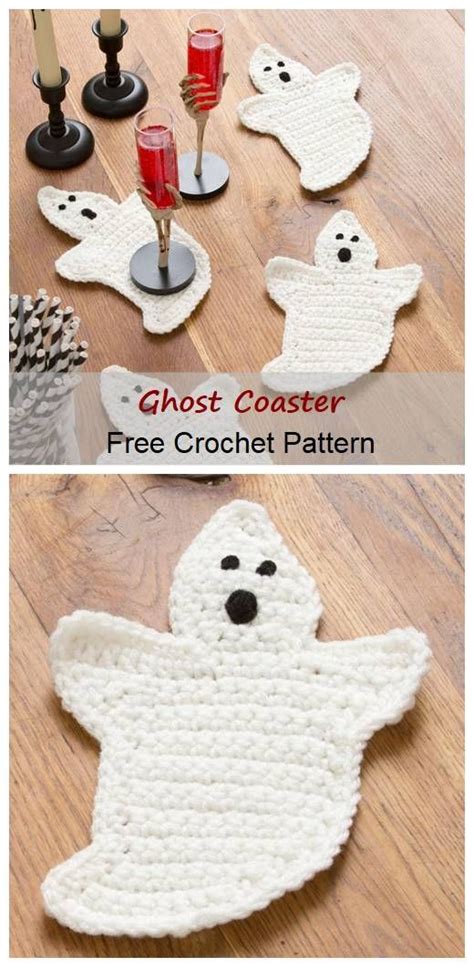 Ghost Coaster Free Pattern | Crochet, Crochet patterns, Coasters