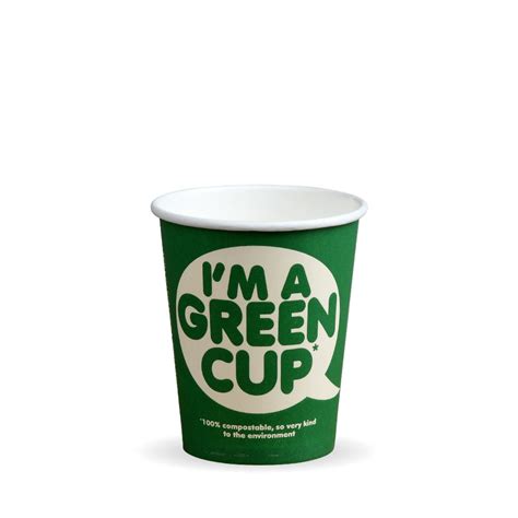 8oz Single Wall "I'm a Green Cup" Hot BioCups