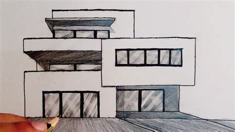 Dream House Sketch Easy Simple Modern House Drawing - Luanetg