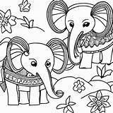 Line Art Baby Elephants Coloring Page · Creative Fabrica sketch template